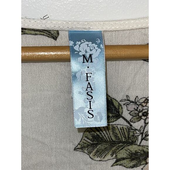 M Fasis Women’s Ivory Floral Button Tie Front Short Sleeve Boho Peasant Top XL - Picture 3 of 6